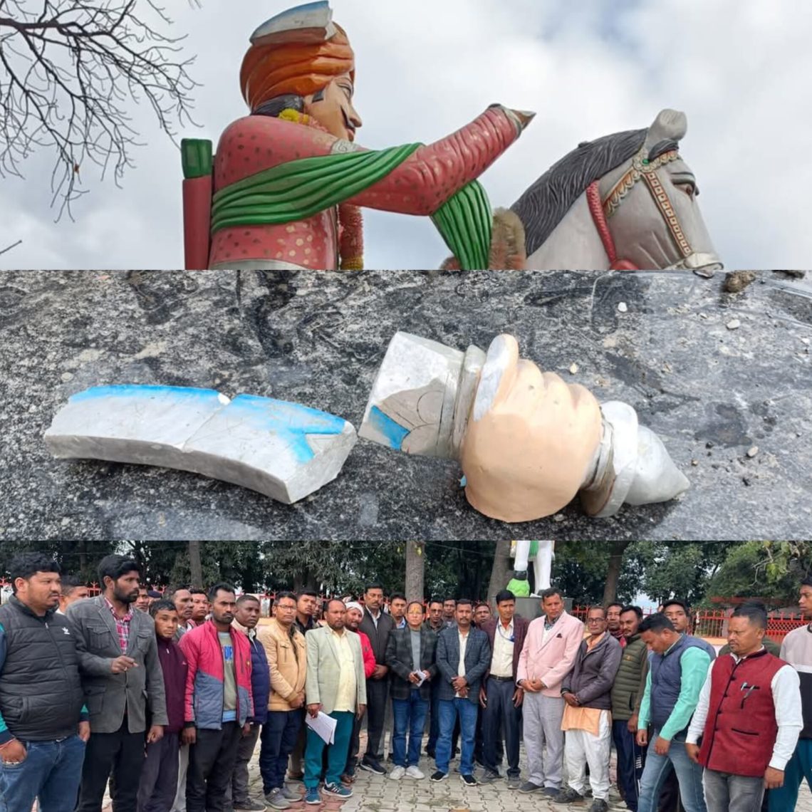 राजा जगतदेव की प्रतिमा खंडित करने पर जनता में आक्रोश।