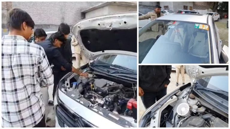 भाजपा स्टीकर वाली कार पर सख्त कार्रवाई: अवैध हूटर बजाने वाले युवकों को लगा ₹2000 का चालान