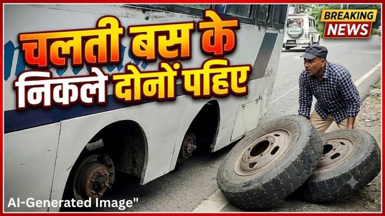 हादसा :चलती बस के निकले दोनों पहिए।मची चीख-पुकार
