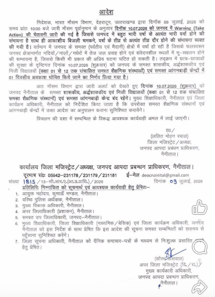 Nainital School Closed