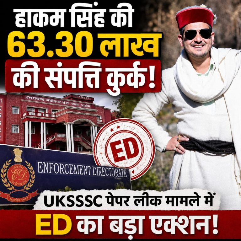 बिग ब्रेकिंग: UKSSSC पेपर लीक मामले में 63 लाख से अधिक की संपत्ति कुर्क