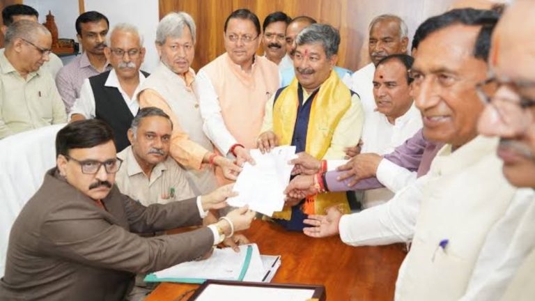 राज्यसभा चुनाव: दिनेश आर्य ने दाखिल किया नामांकन, CM धामी रहे मौजूद